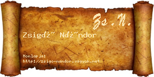 Zsigó Nándor névjegykártya